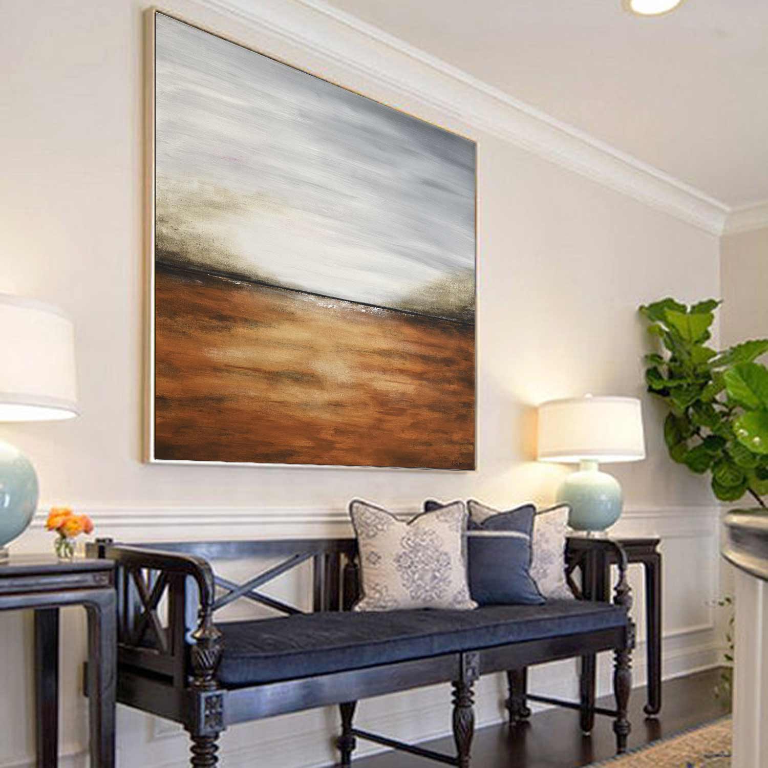 Sienna Amber Landscape Oil Painting "The Change"