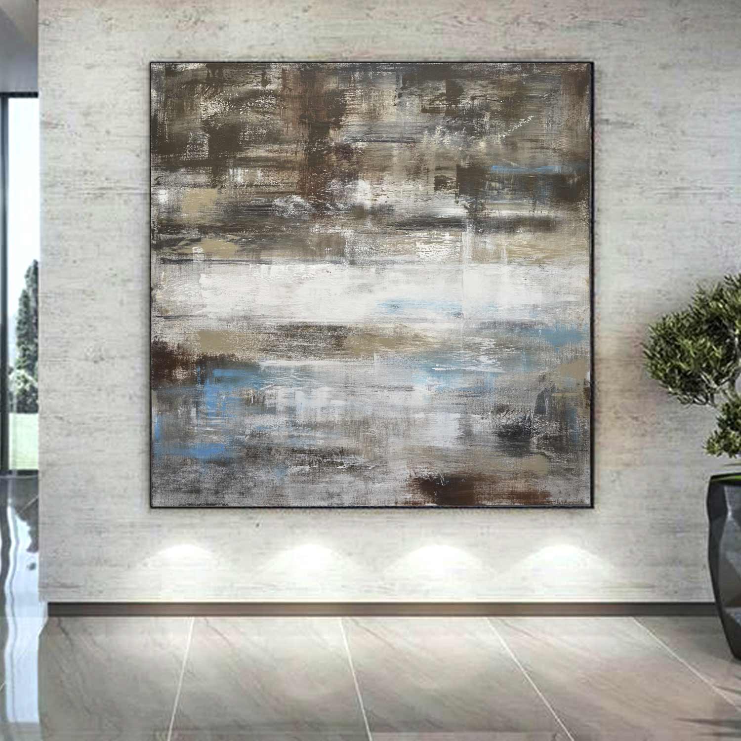 Umber Brown Square Oil Painting "Grounded"