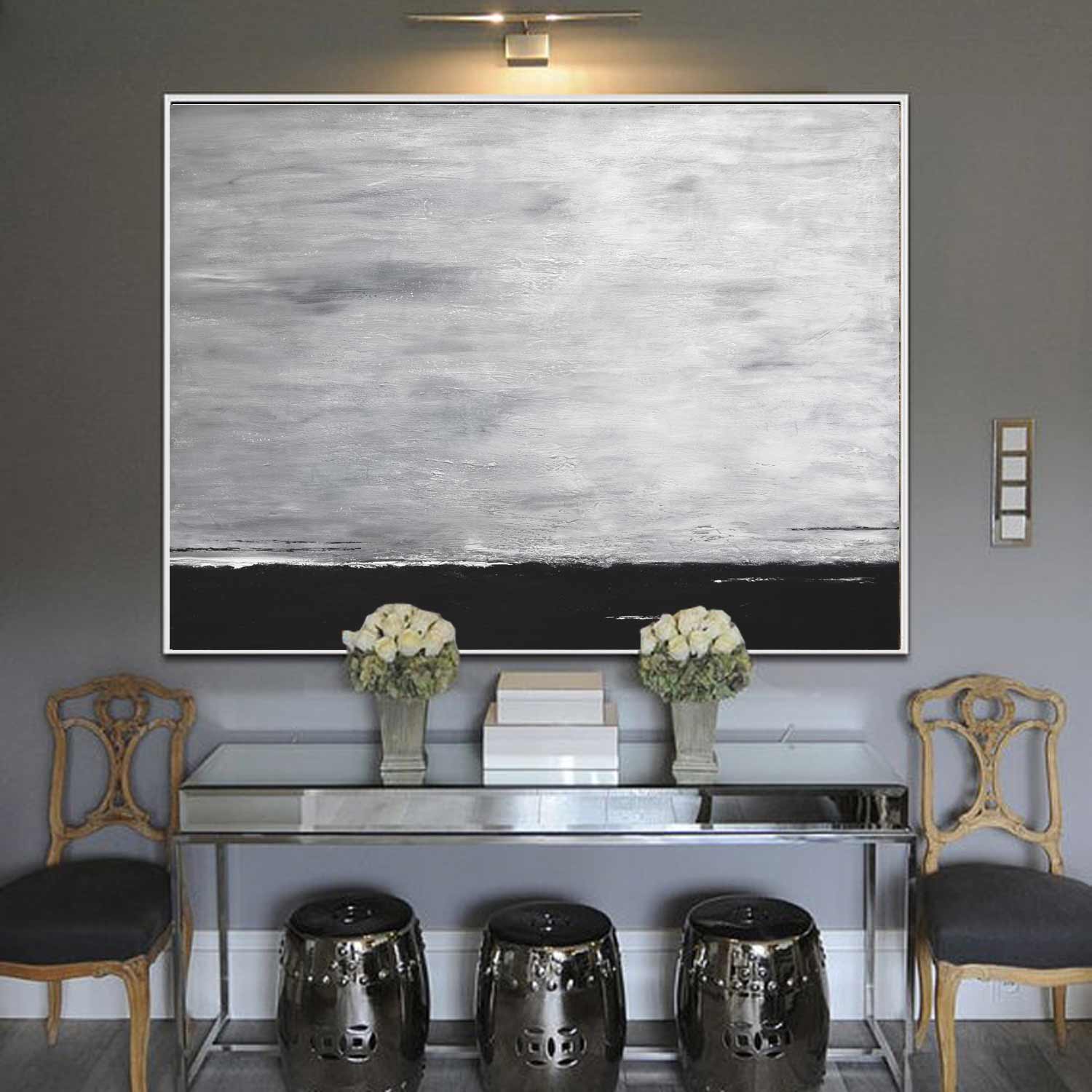 White and Black Moody Landscape "The Rising"