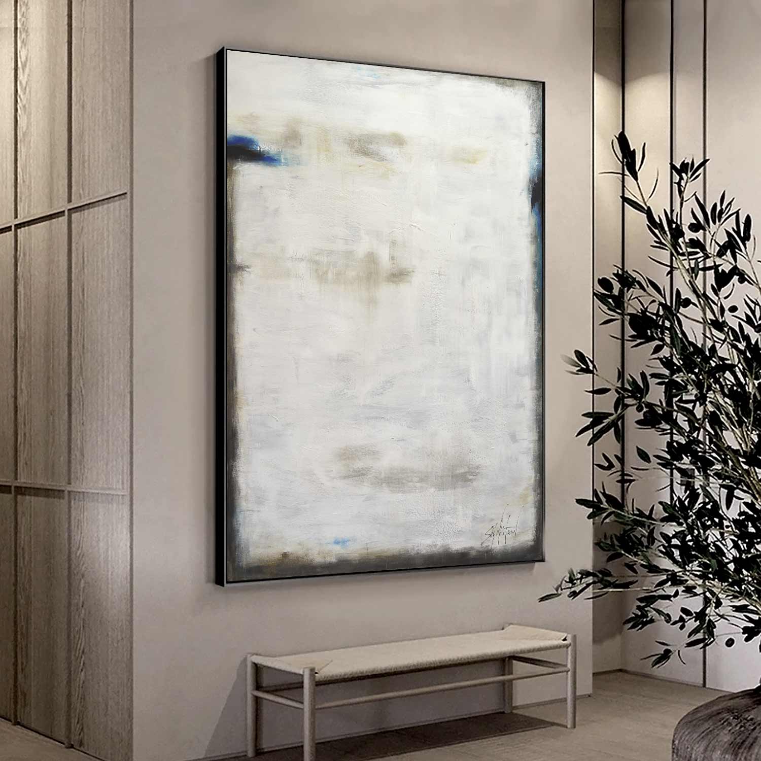 Minimalist Light Abstract Painting " Lit Up Inside"