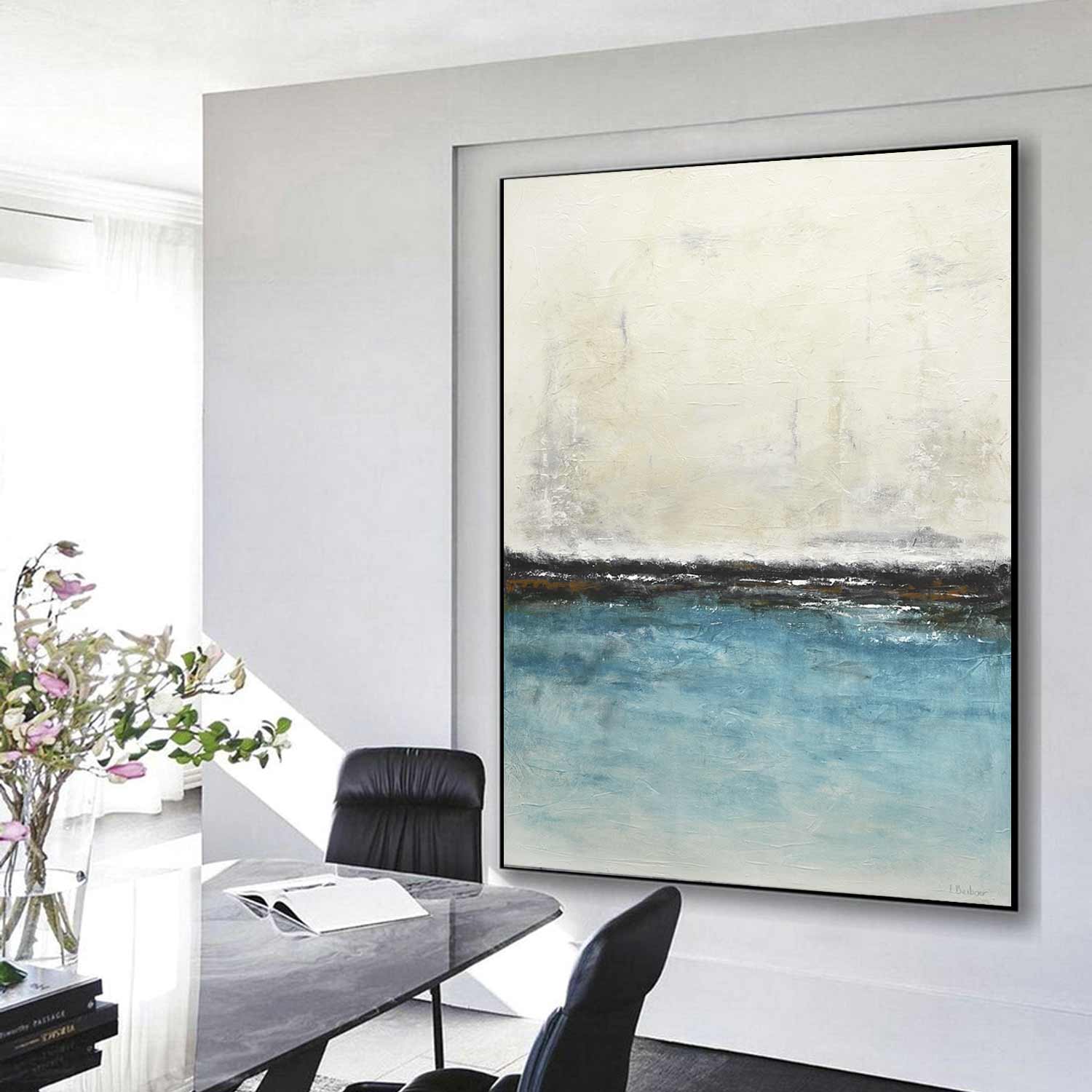 Ocean Blue Beach House Abstract Painting "Escape"