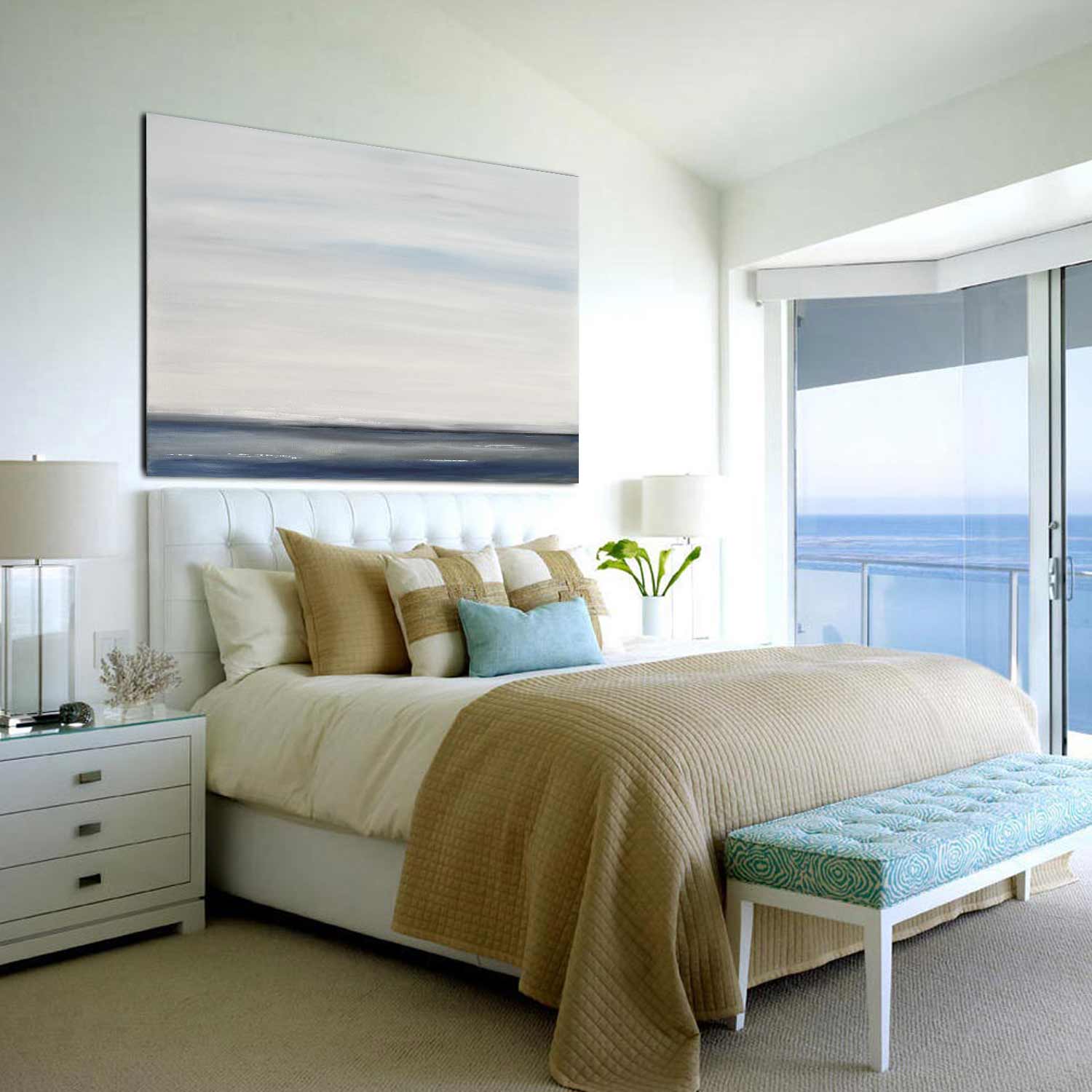 Seascape Painting Coastal Seashore Horizon "Time Away"