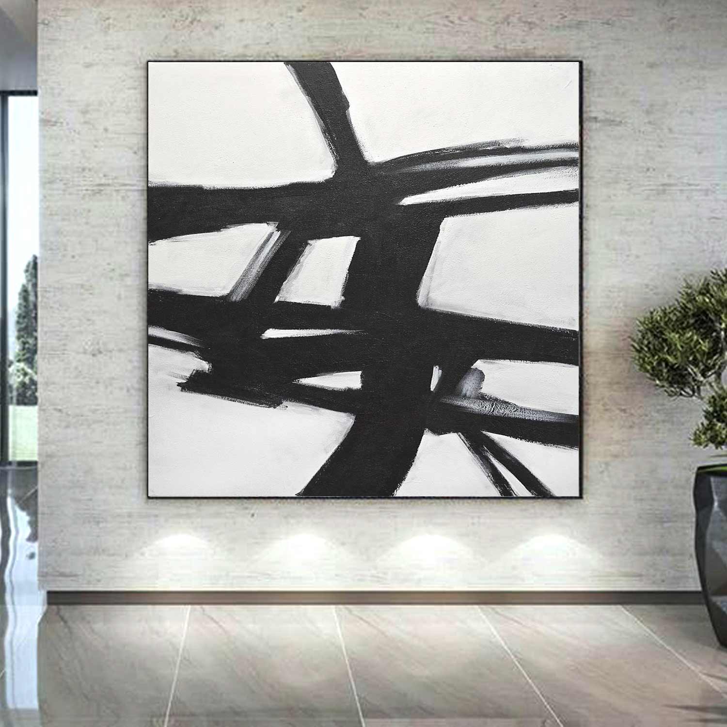 Black And White Abstract Expressionist Wall Art "Next Chapter"