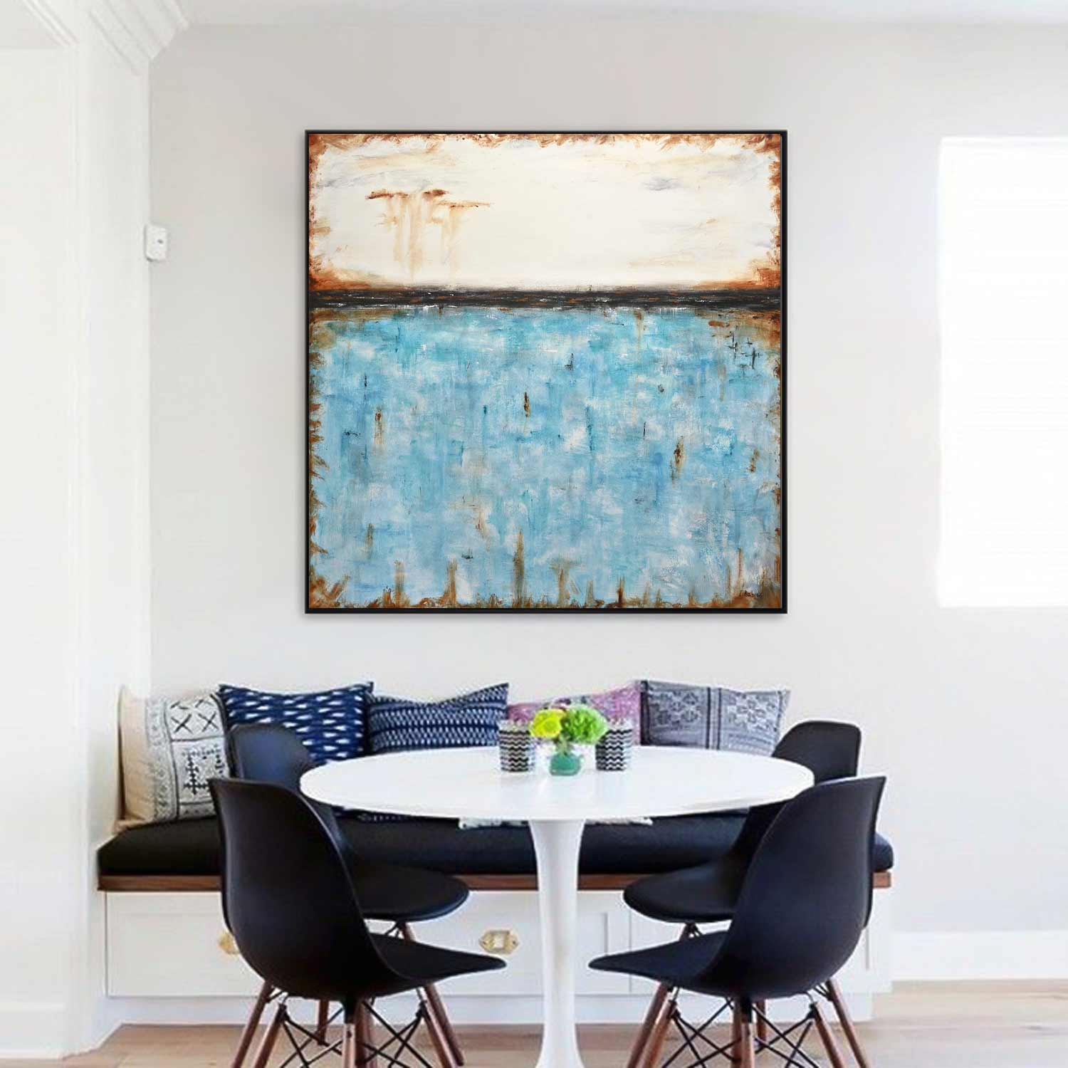Large Blue Square Abstract Nordic Painting Rothko "Live Forever"