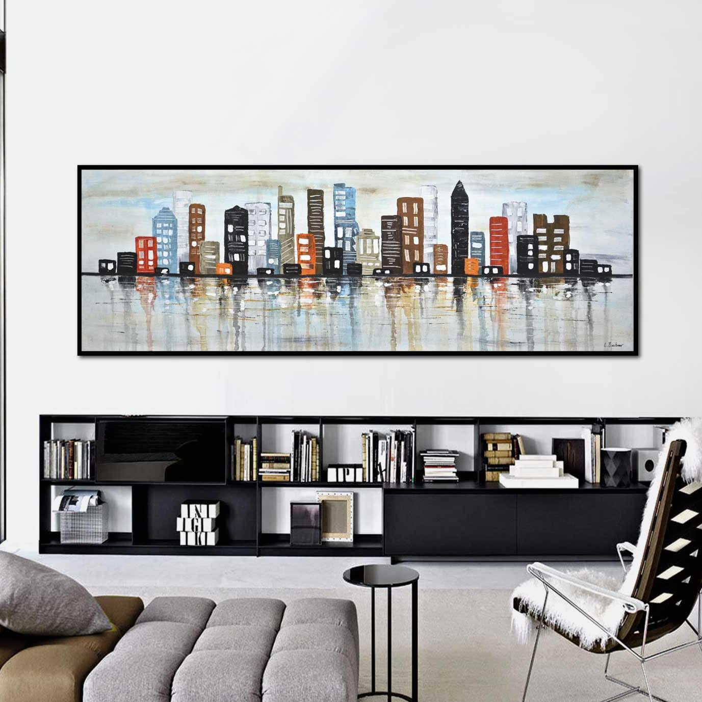 Urban Abstract Cityscape Metropolitan Painting "Bright Lights"