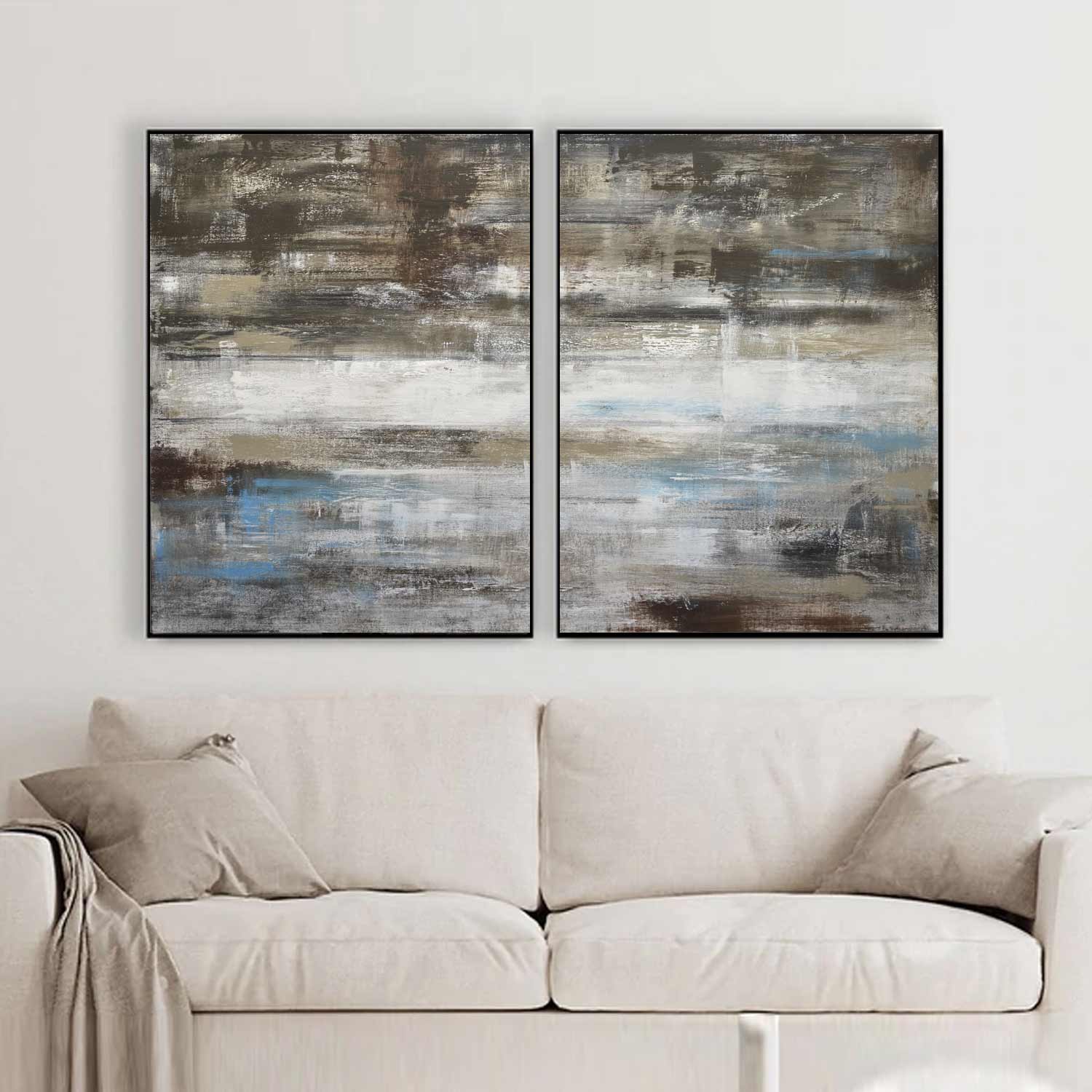 Diptych Paintings Extra Large Abstract Art "Grounded"