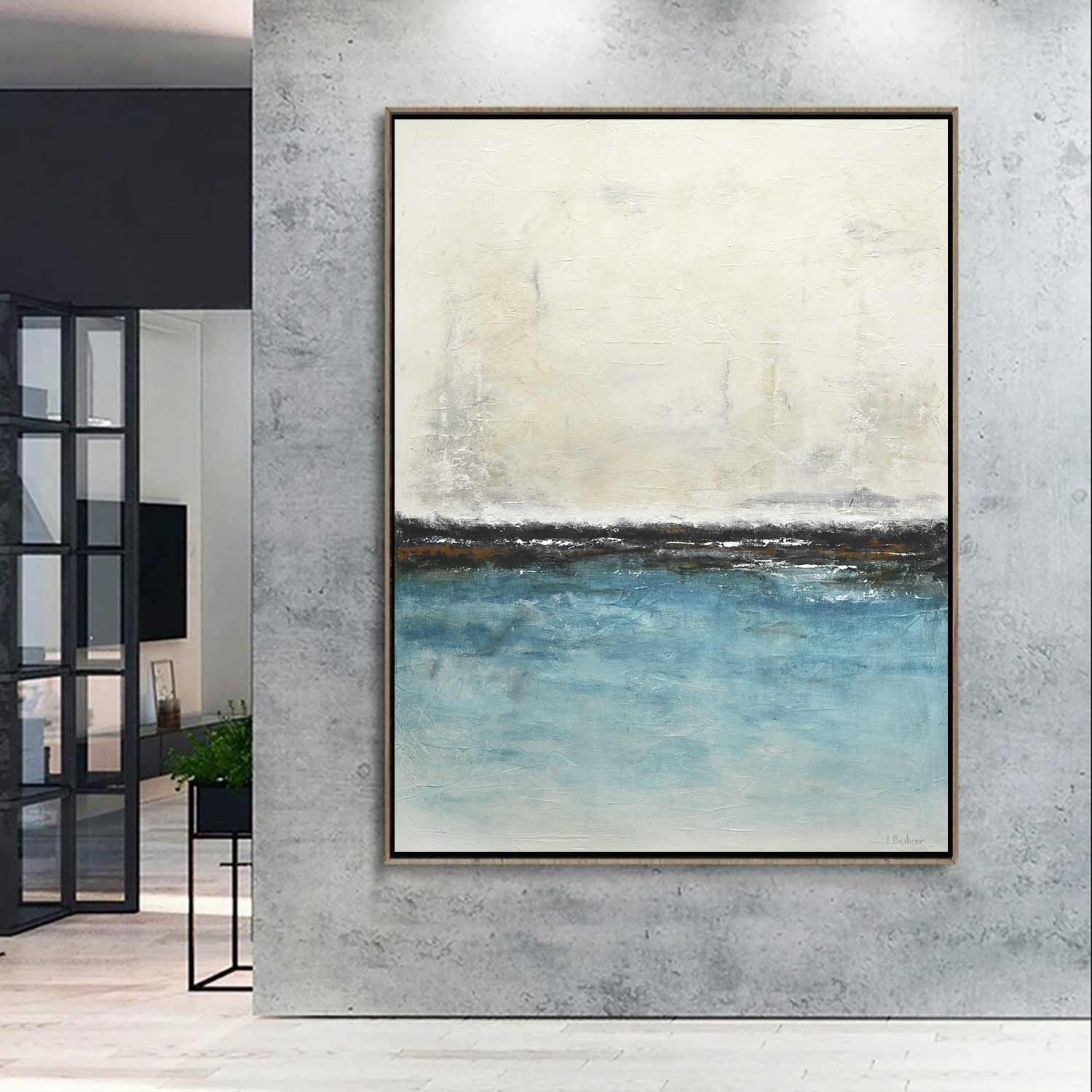 Ocean Blue Beach House Abstract Painting "Escape"