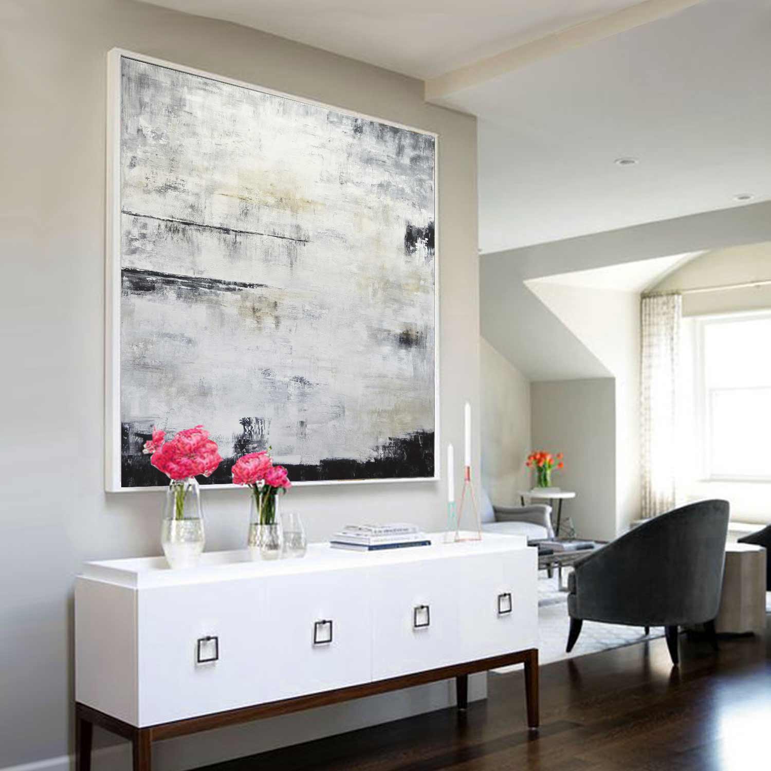 Contemporary Art Huge Abstract Painting "The Spectator"
