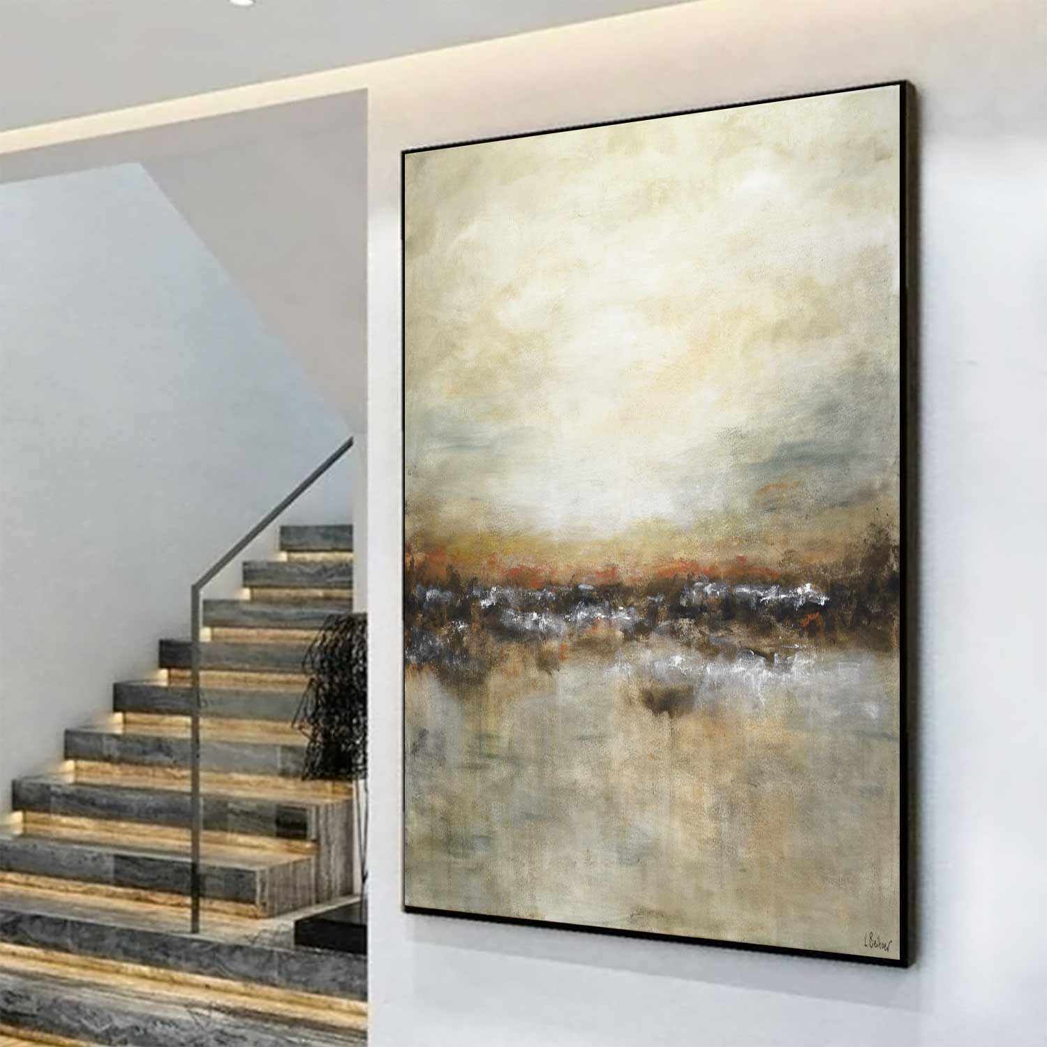 Vertical Earth Tones Abstract Painting "Not Afraid"