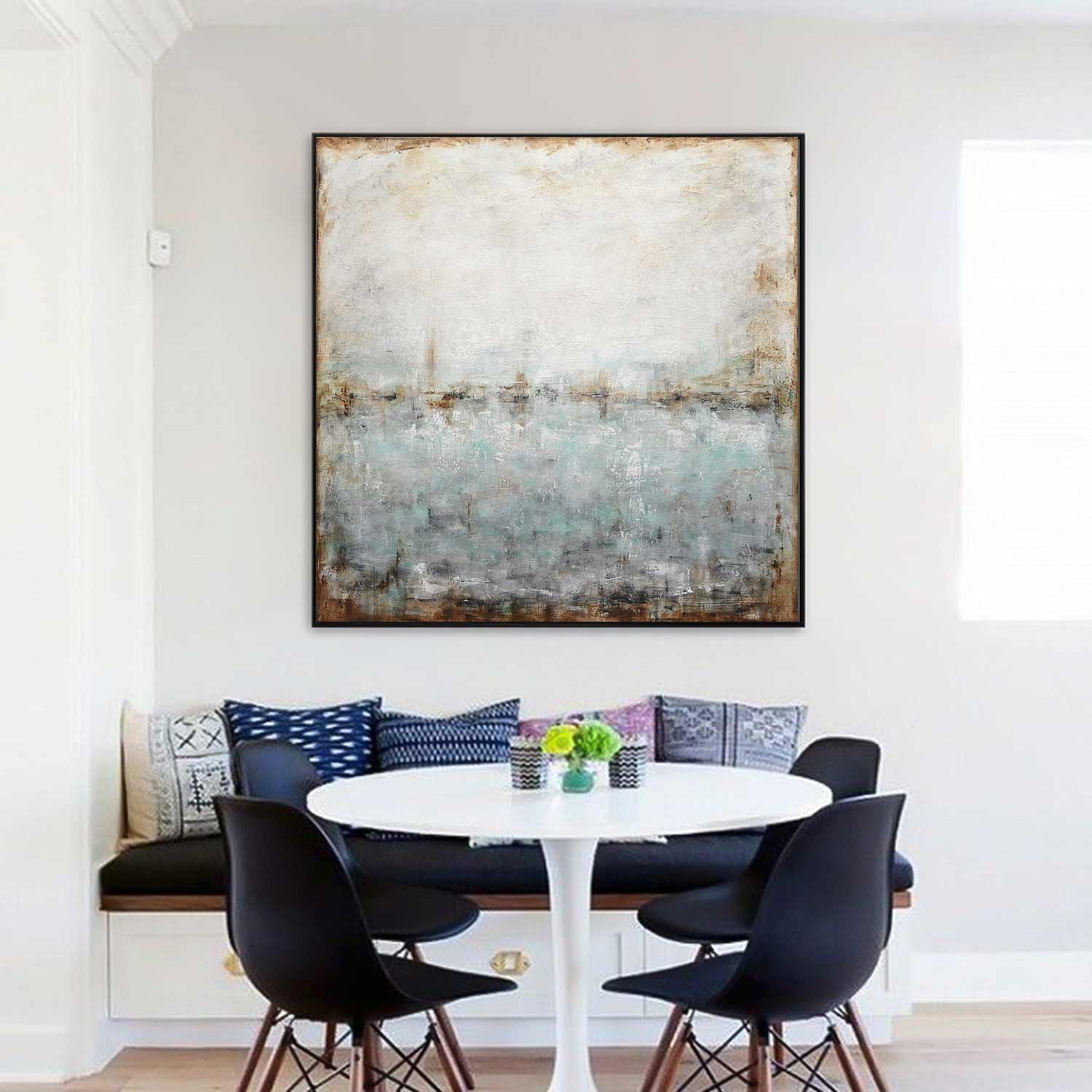 Blue Green Handmade Abstract Painting "Frozen in Time"