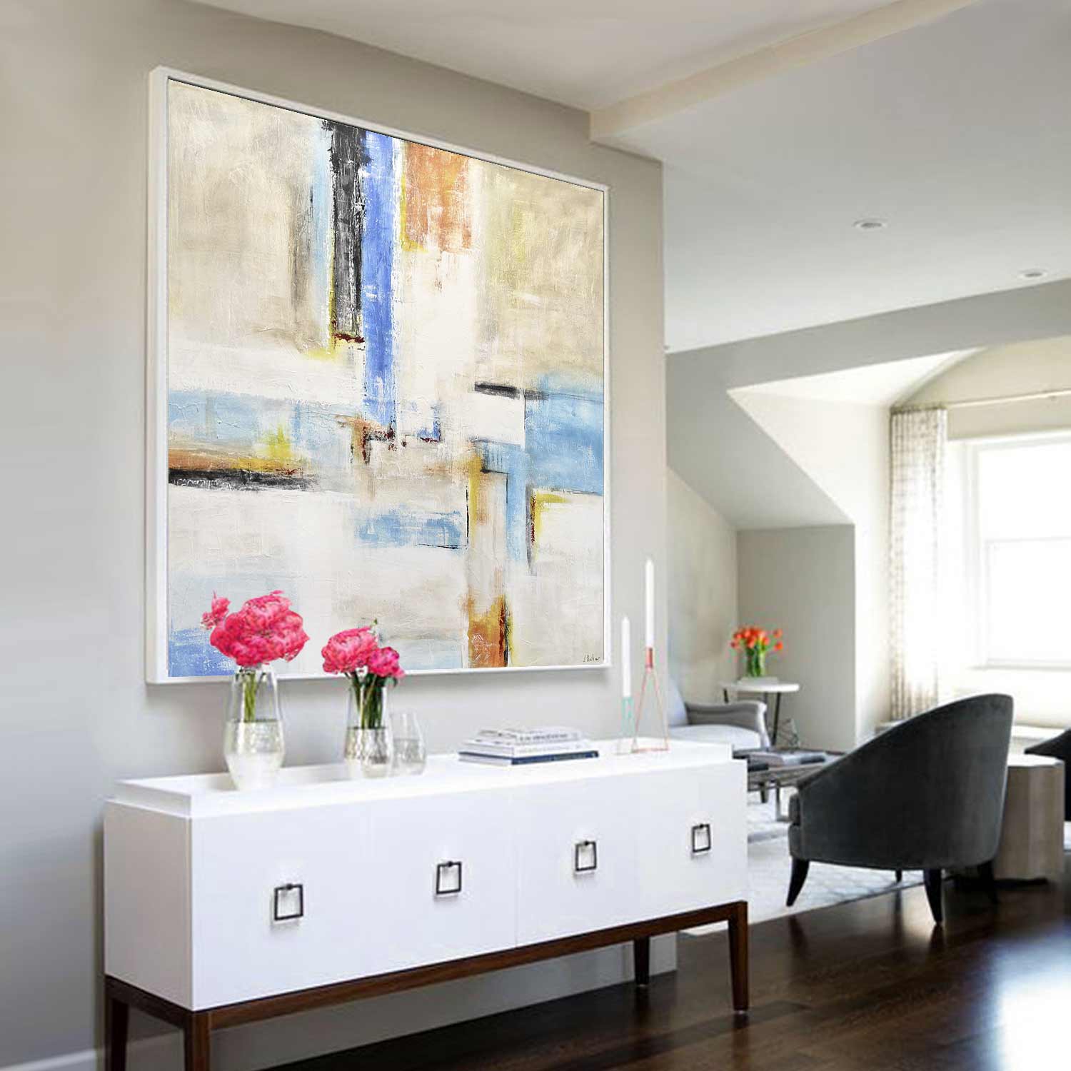 Color Blocks Abstract Large Painting "A New Day"