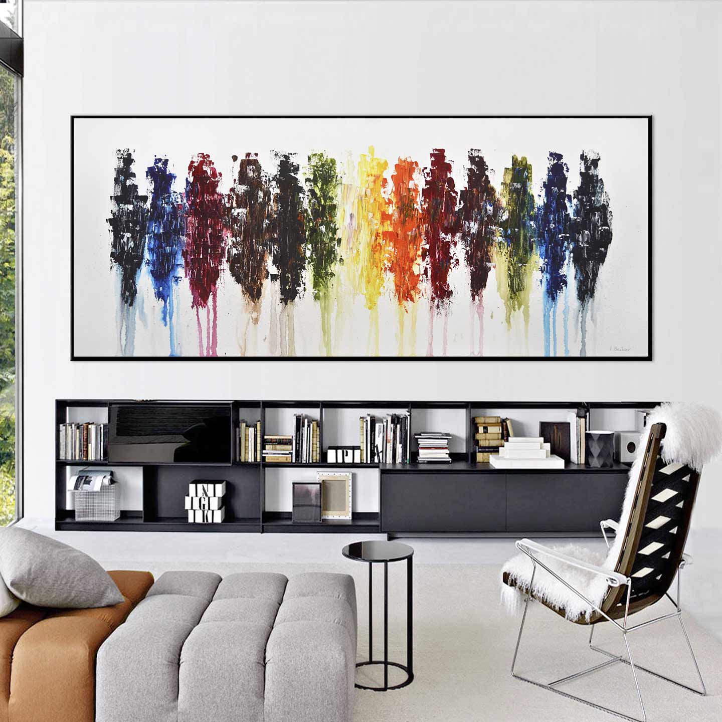 Original Colorful Abstract Painting "Dark on Fire"