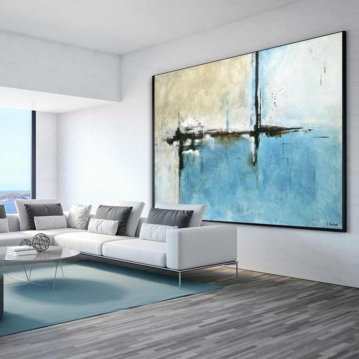 Original Abstract Turquoise Sand Painting " Daydreamer"