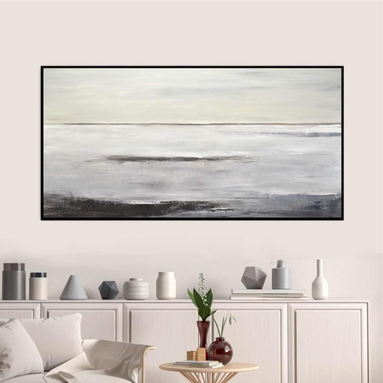 Large Abstract Painting Subdued Wall Art "Calm the Senses"