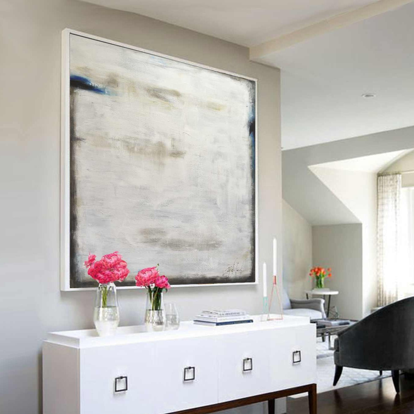 Oversized Square Office Painting "Lit Up Inside"