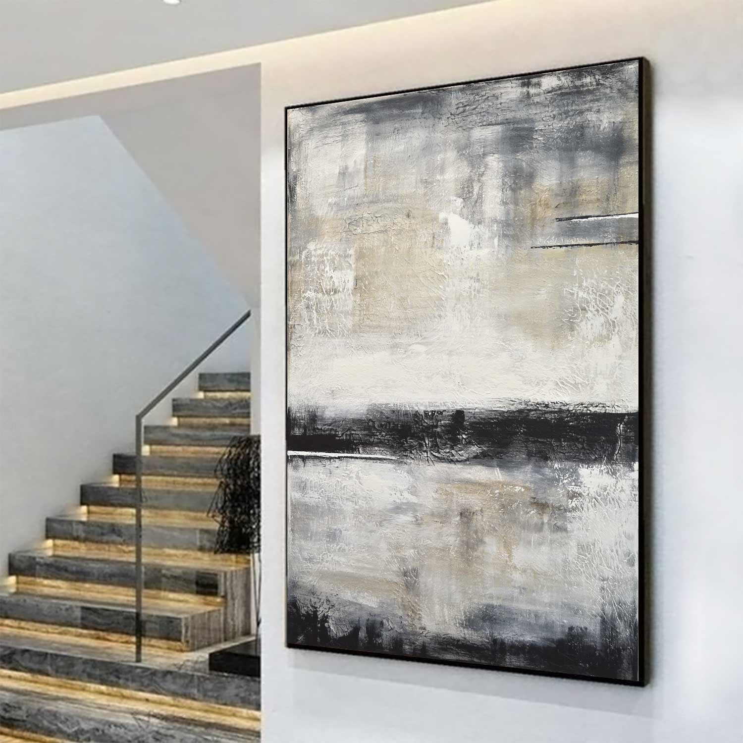 Earth Tone Painting Vertical Large Scale Art "Daydream"