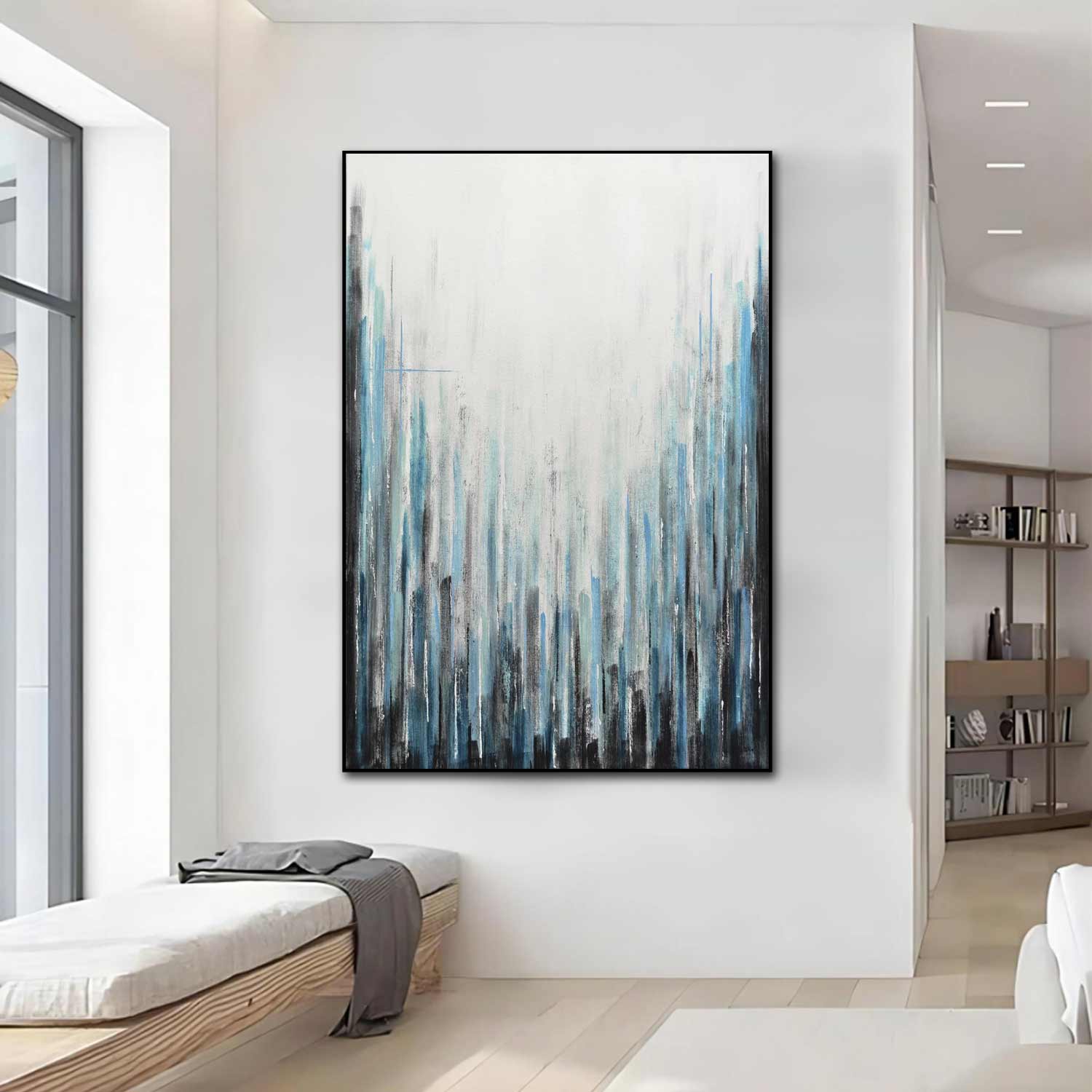Modern Geometric Stripes Painting "Into the Mist"