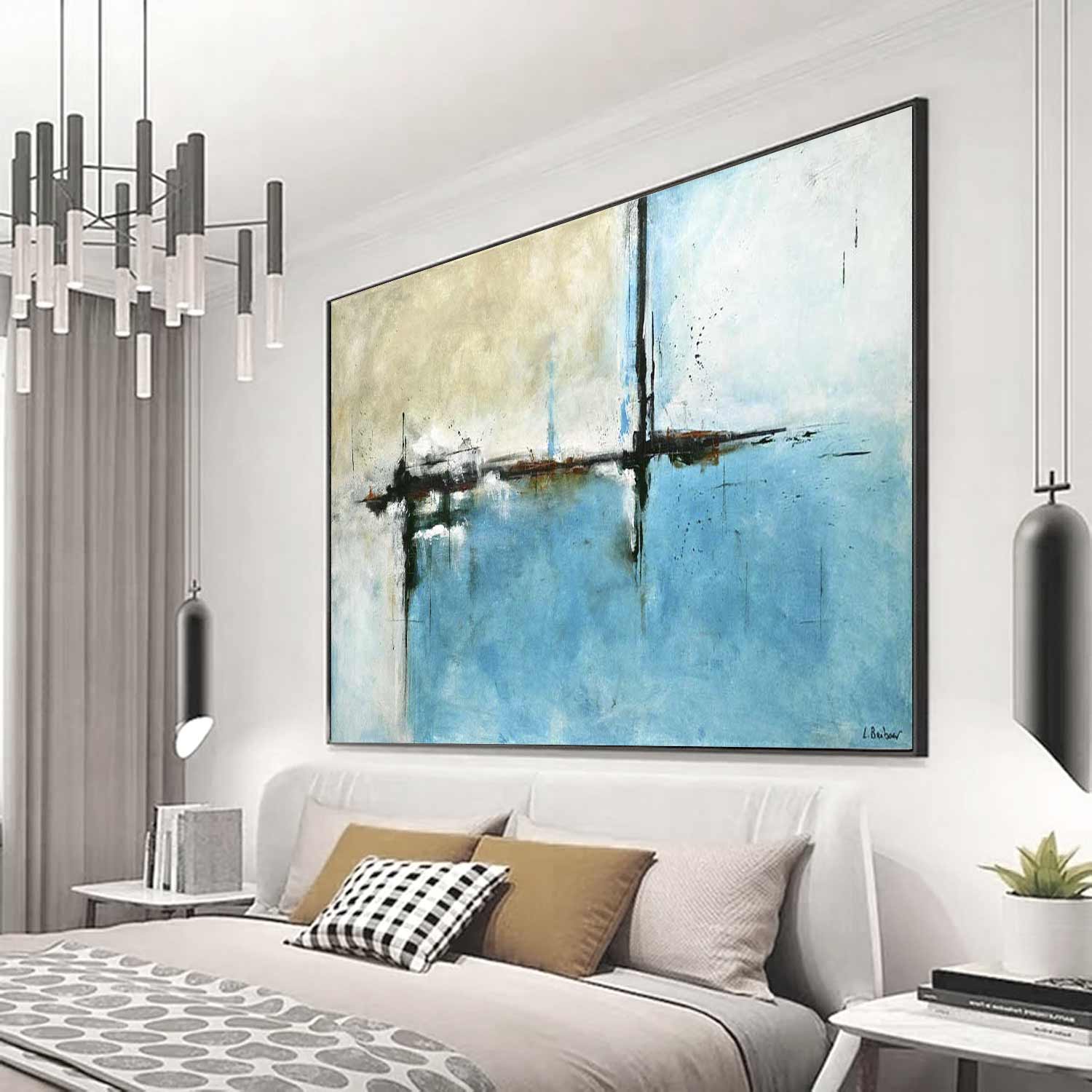 Original Abstract Turquoise Sand Painting " Daydreamer"