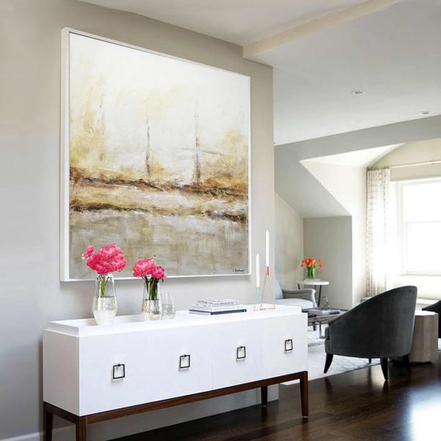 Light Abstract Wall Art Painting Natural Colors "Taken"