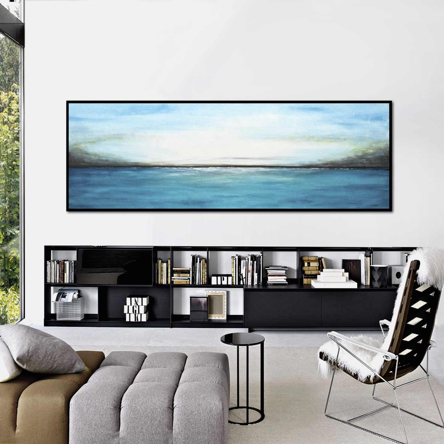 Panoramic Blue Large Framed Art "Into the Blue"