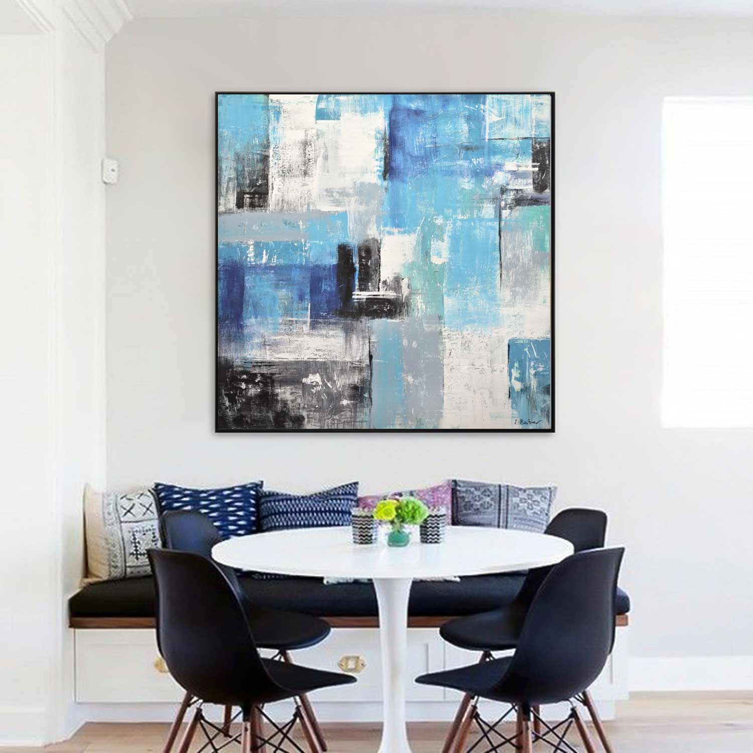 Abstract Geometric Blue On Canvas "Blue Zone"