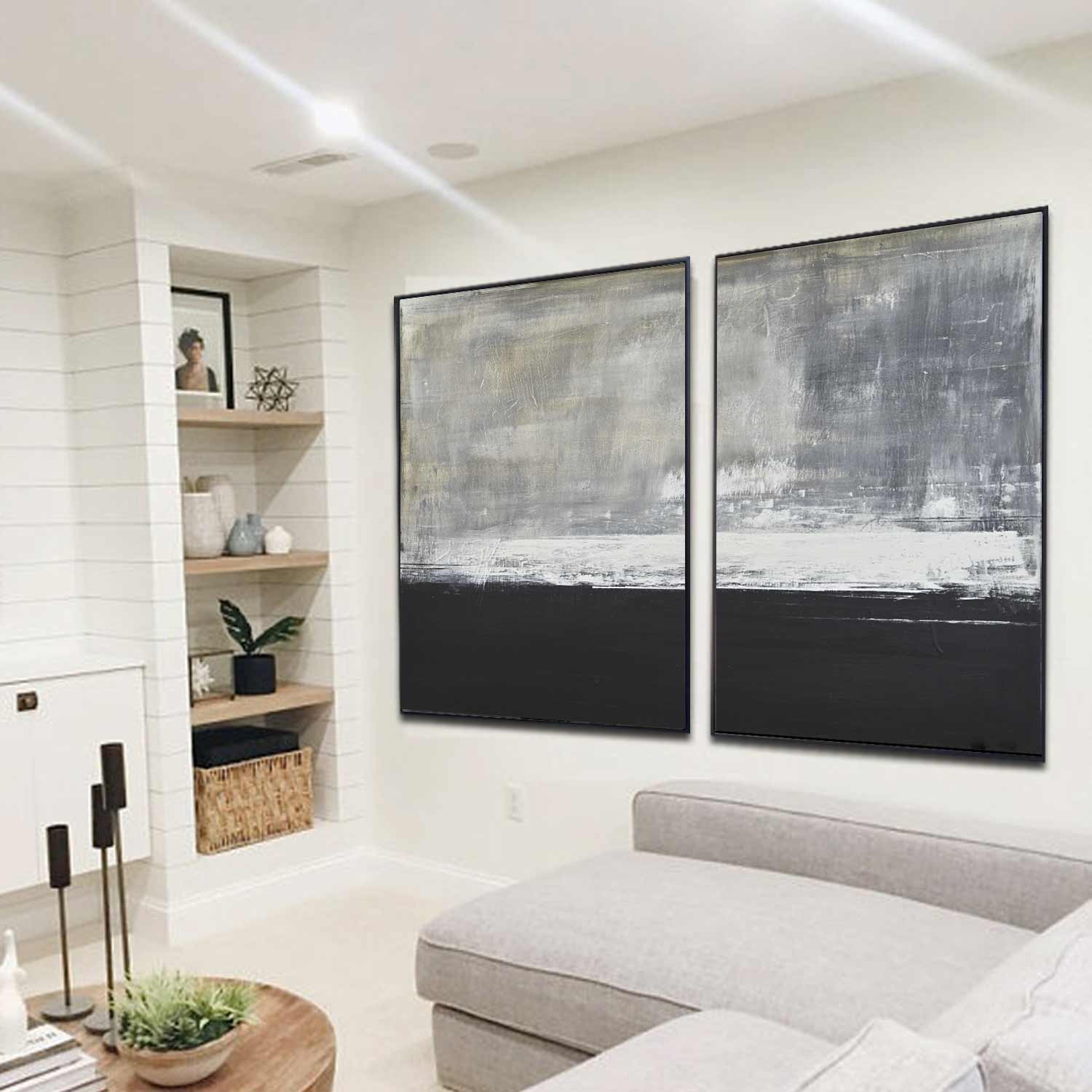 Set of 2 Abstract Oversized Oil Paintings "Spirit"