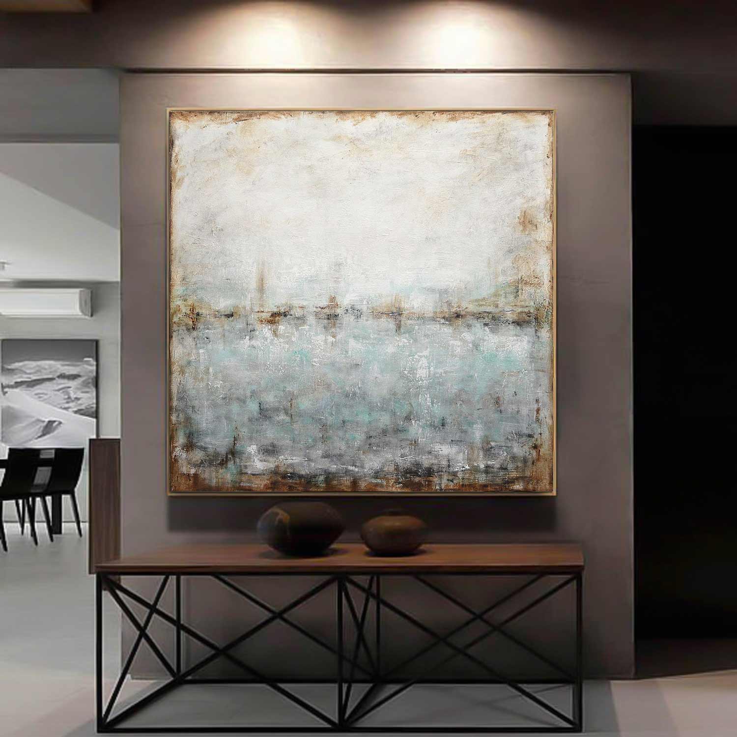 Blue Green Handmade Abstract Painting "Frozen in Time"