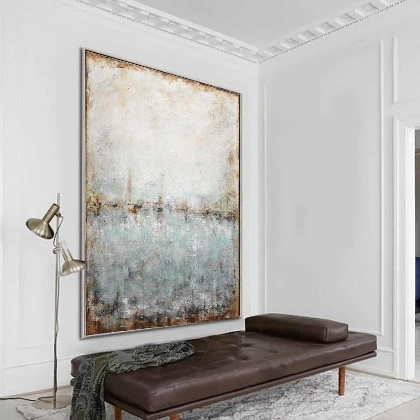 Vertical Large Abstract Artwork "Frozen in Time"