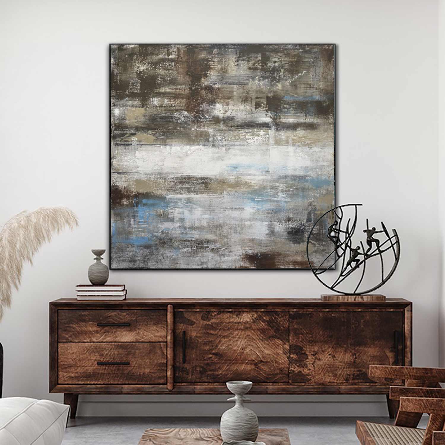 Umber Brown Square Oil Painting "Grounded"