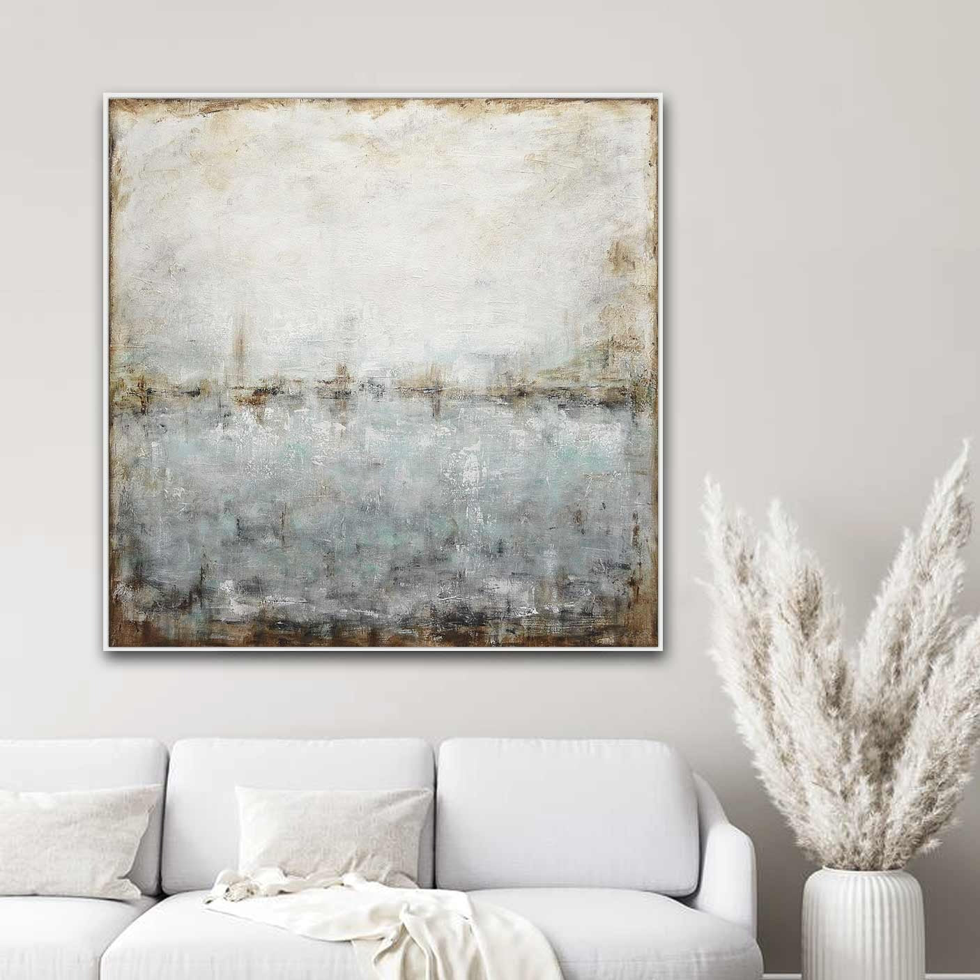Blue Green Handmade Abstract Painting "Frozen in Time"