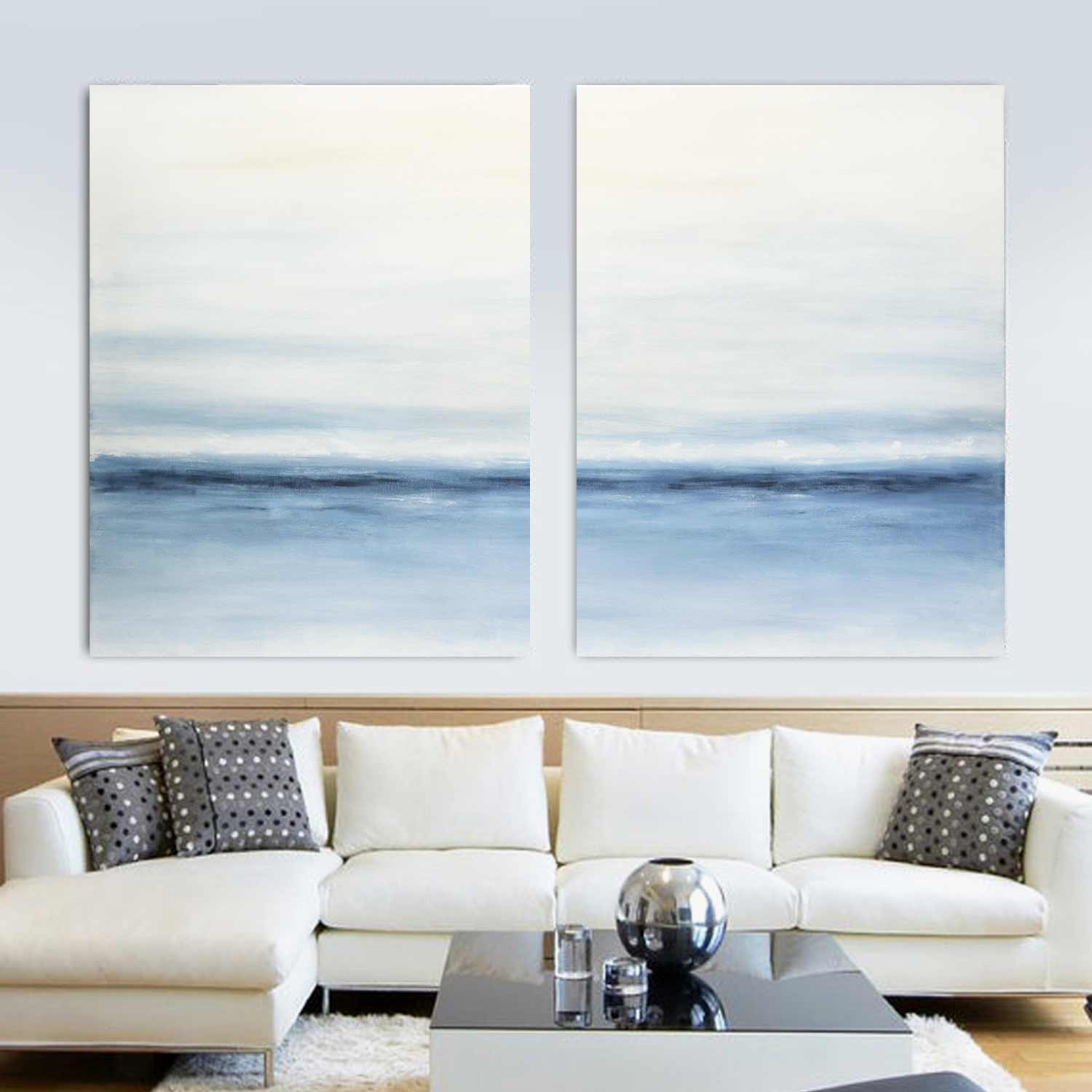 Set of 2 Large Abstract Paintings "New Horizons"