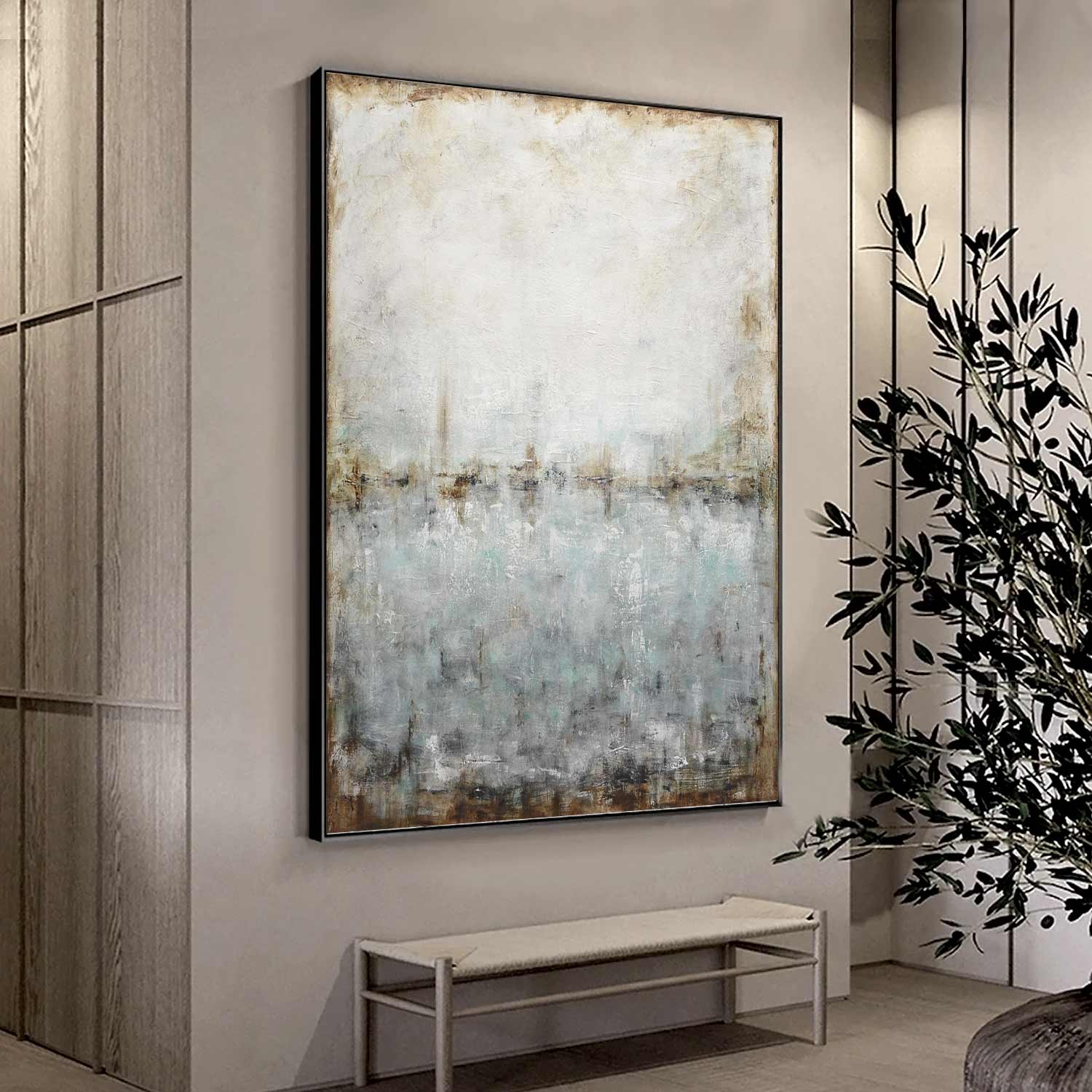 Vertical Large Abstract Artwork "Frozen in Time"