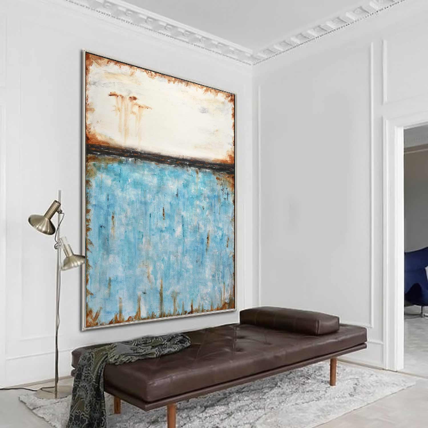 Turquoise Art Oversized Abstract "Live Forever"
