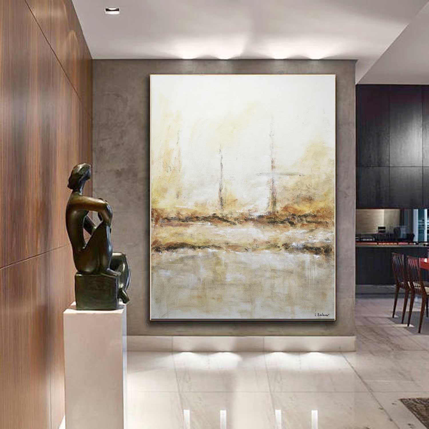 Natural Colors Large Current Abstract Painting "Taken"