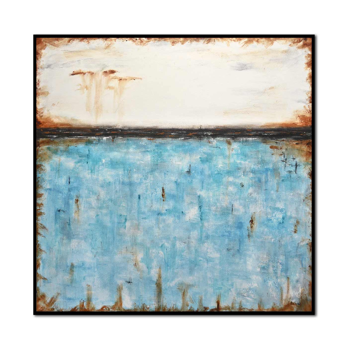 Large Blue Square Abstract Nordic Painting Rothko "Live Forever"