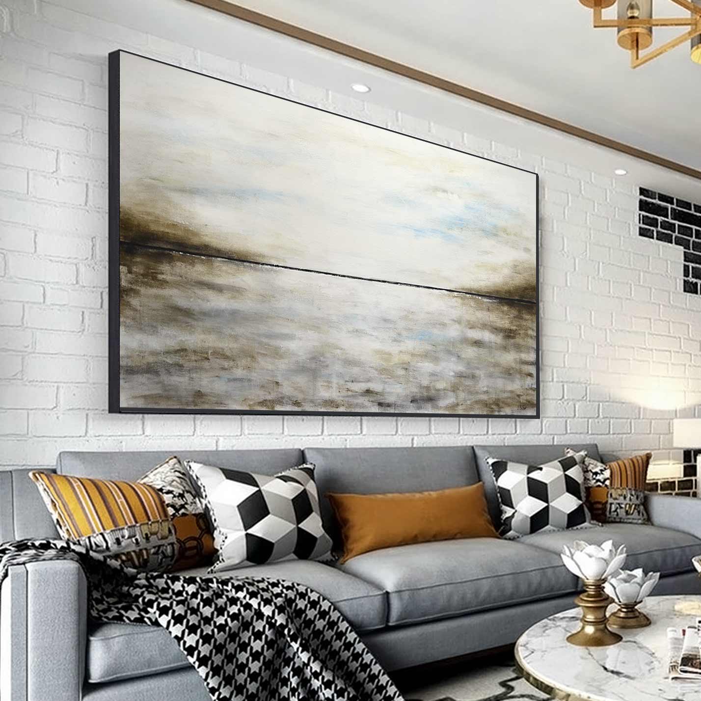 Landscape Painting Panoramic Art Horizontal Line "The Waves"