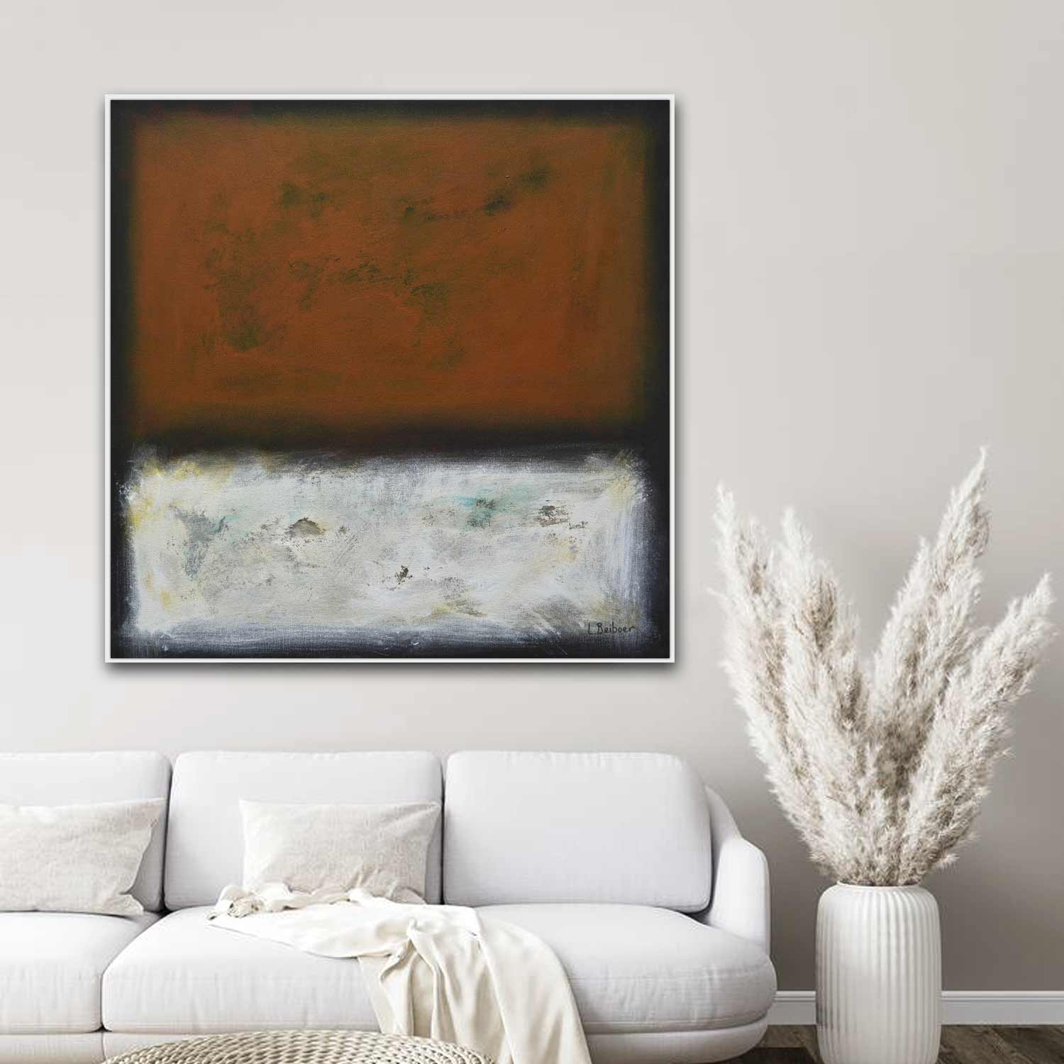 Red White Mark Rothko Style Painting "Drifting"
