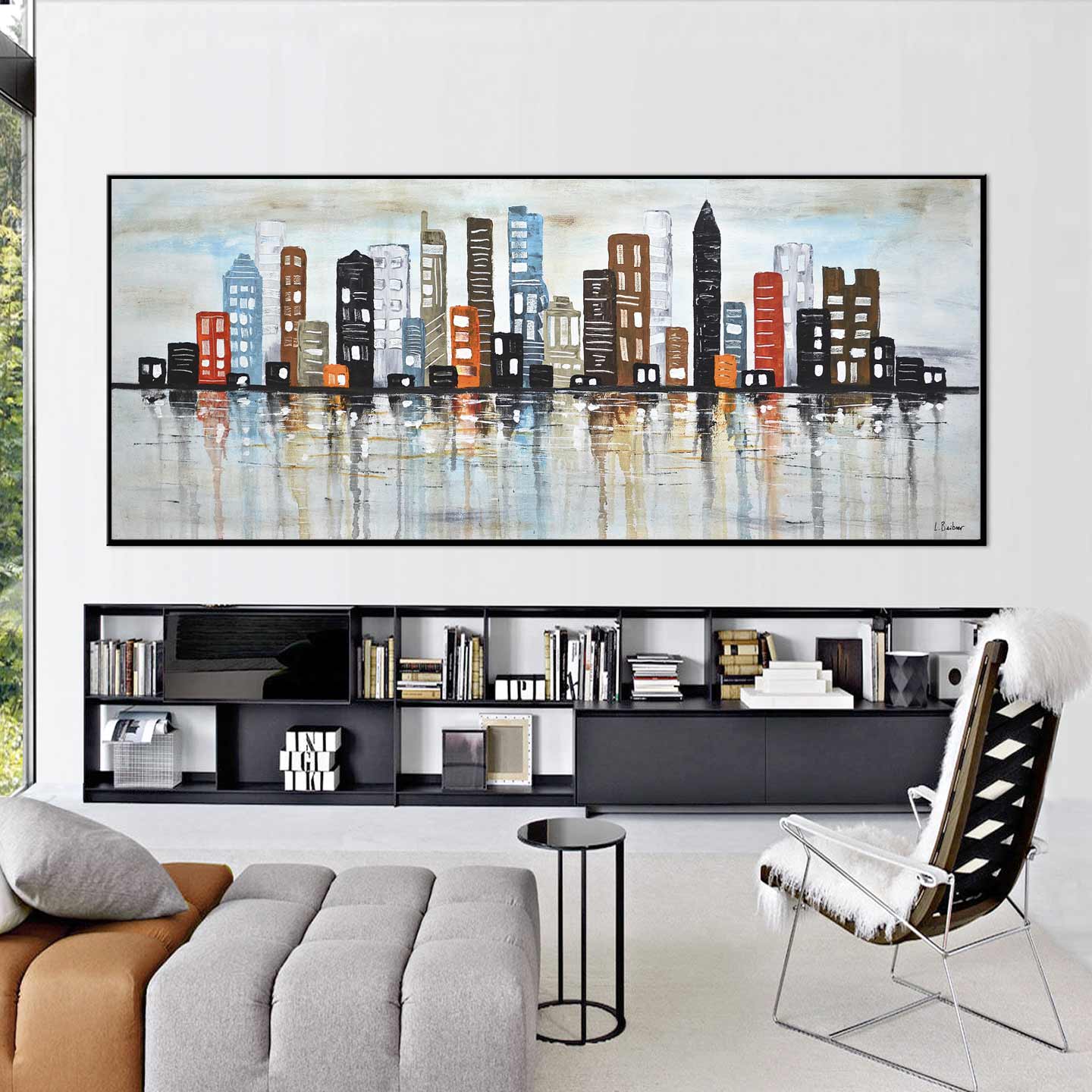 Urban Abstract Cityscape Metropolitan Painting "Bright Lights"