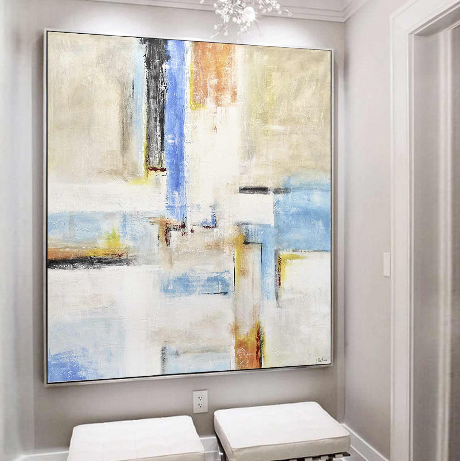 Color Blocks Abstract Large Painting "A New Day"