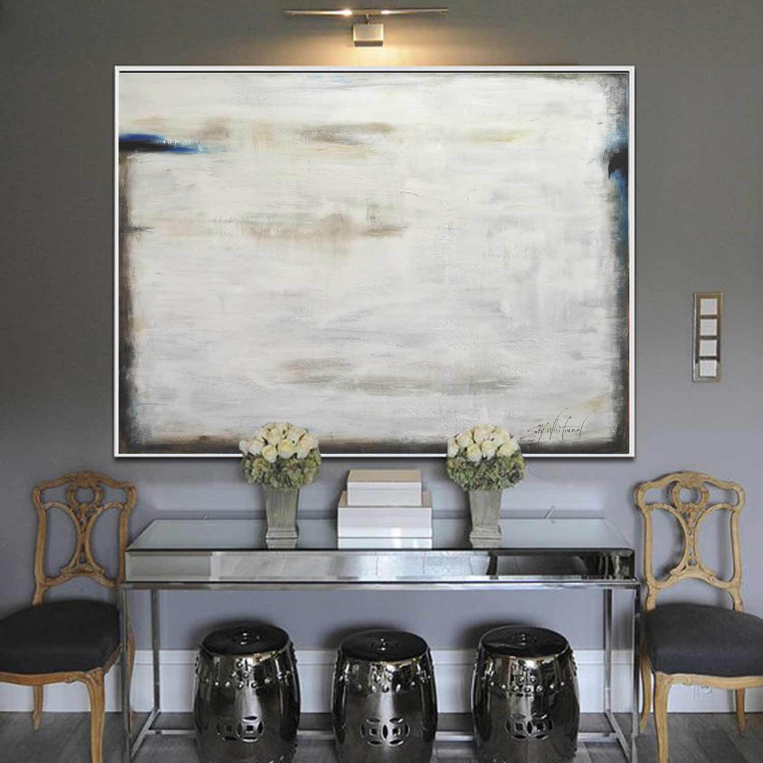 Elegant Fine Art Minimalist Painting Soft Colors "Lit Up Inside"