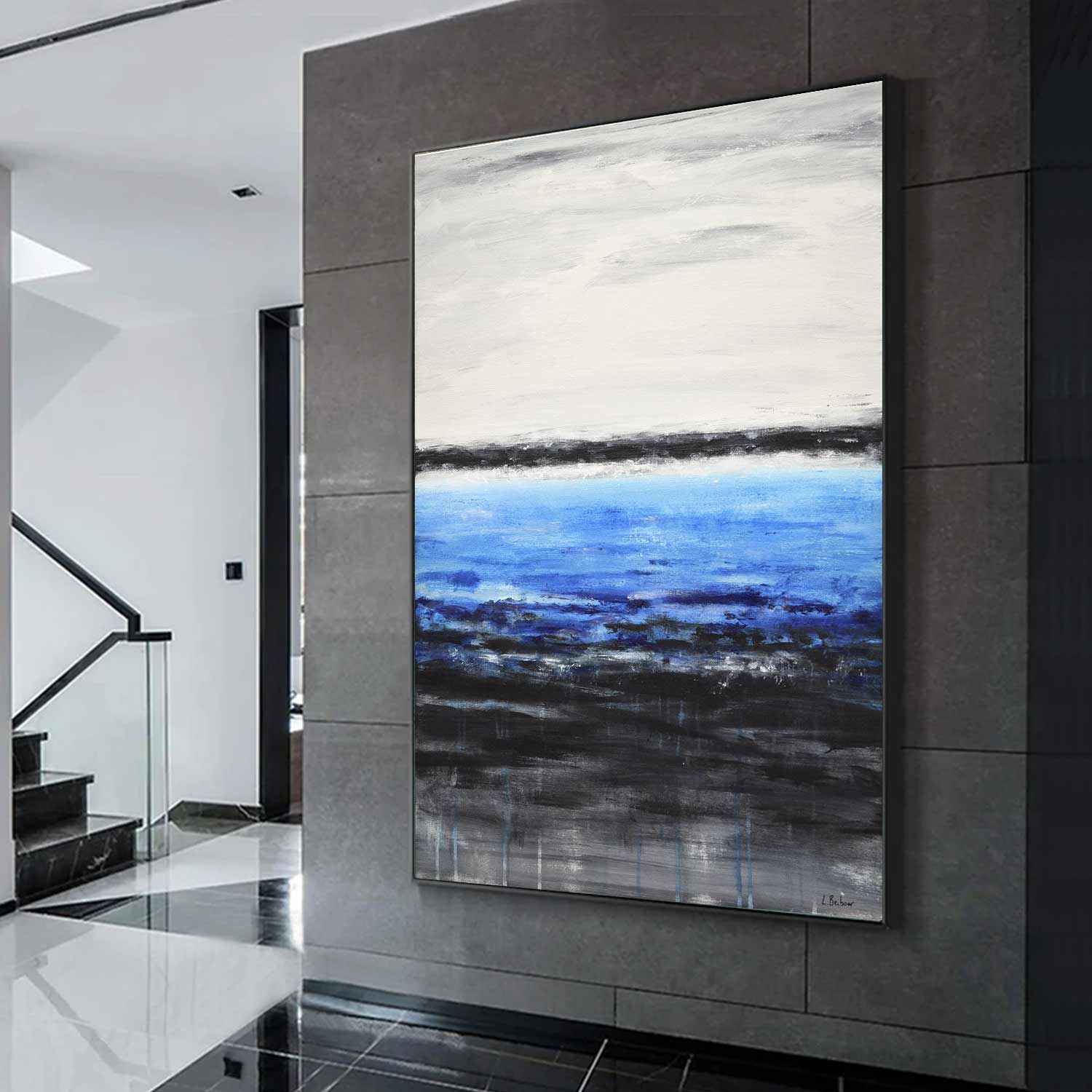 Handmade Horizon Abstract Art "Deep Waters"