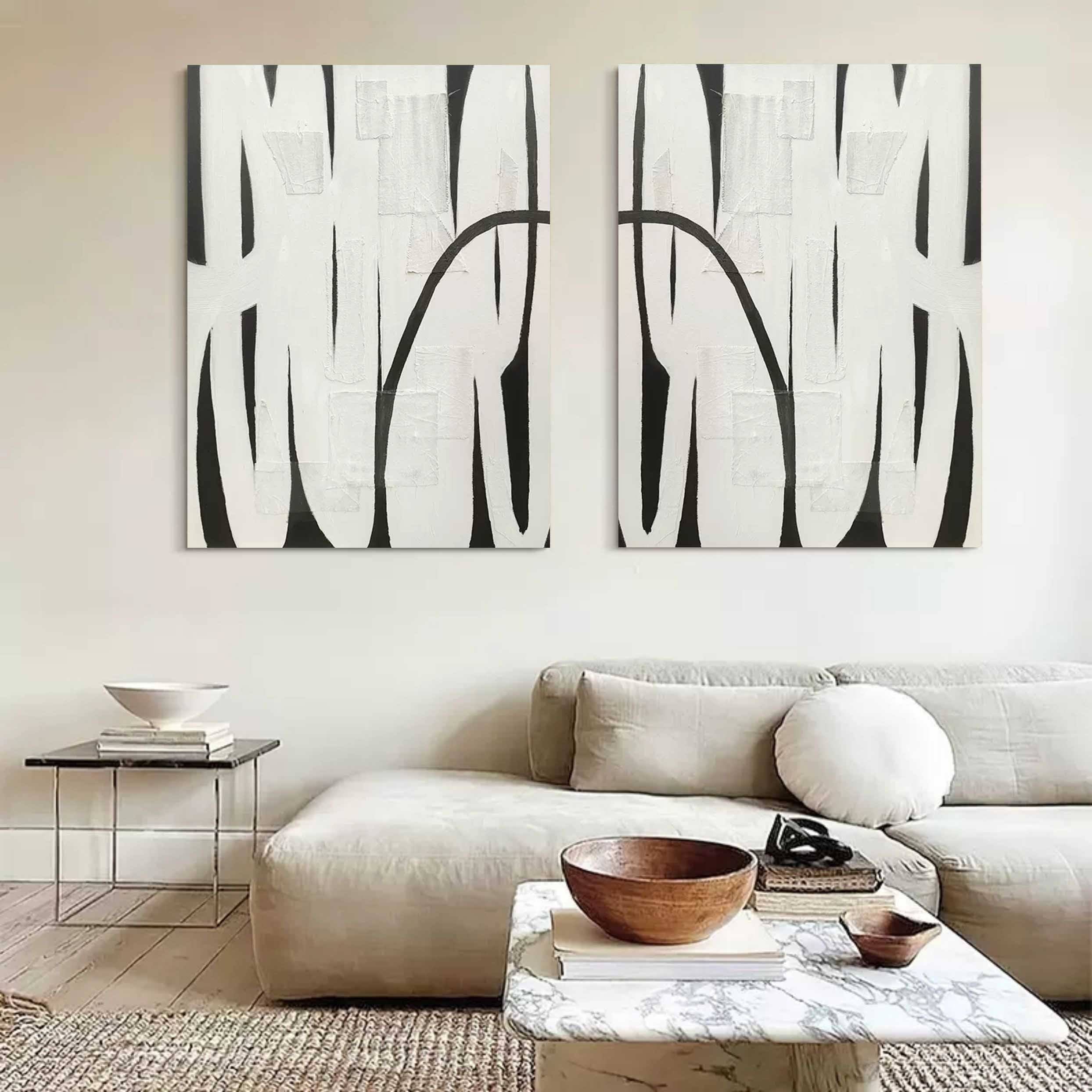 Ensemble de peinture abstraite de 2 #SP118